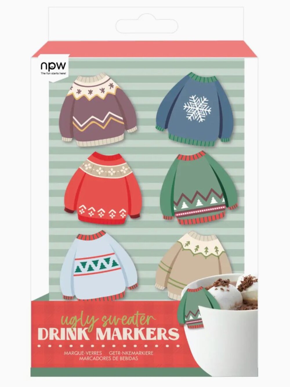 Ugly Sweater holiday drink markers NWT